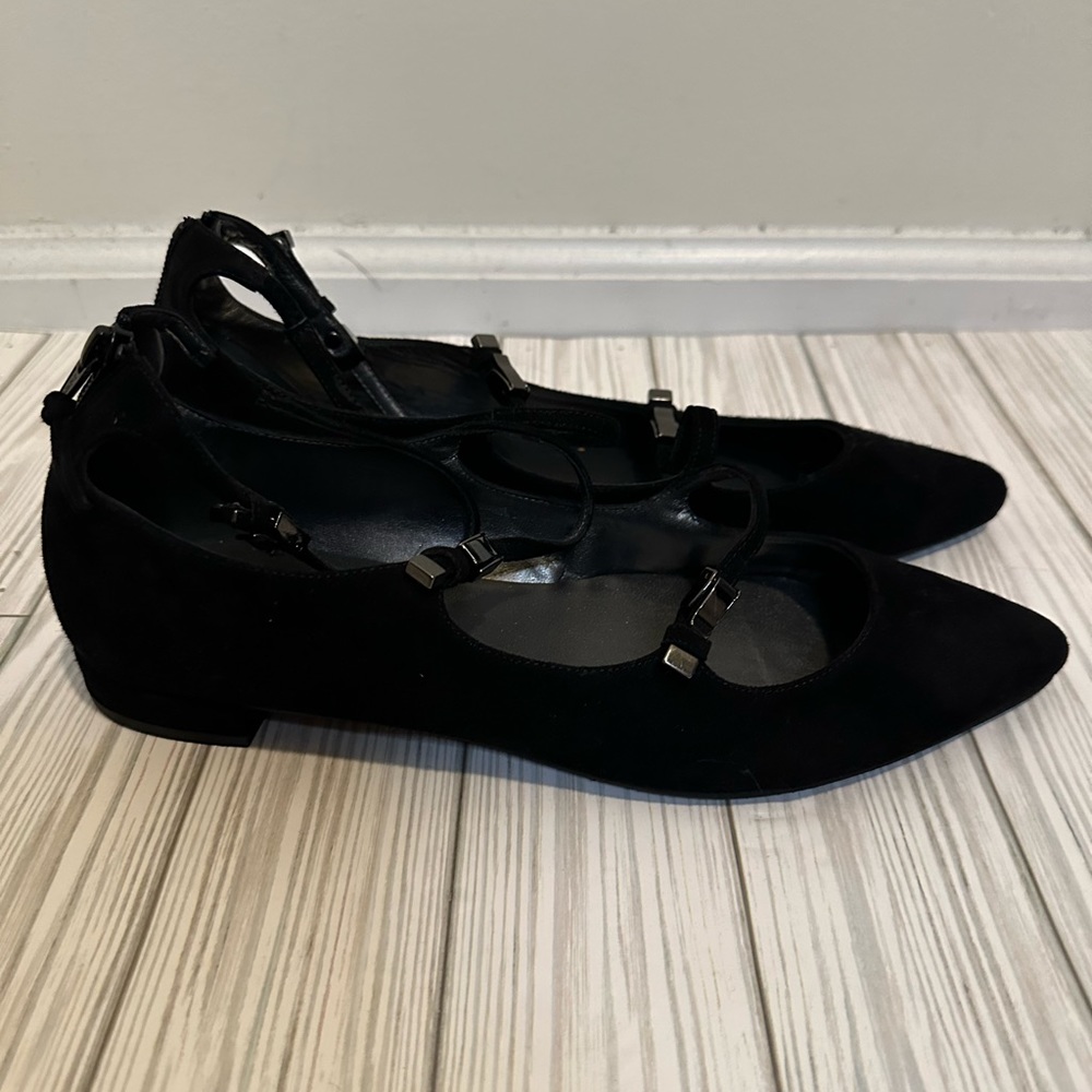 Like New Stuart Weitzman Flippy Three Strap Mary Jane Flat